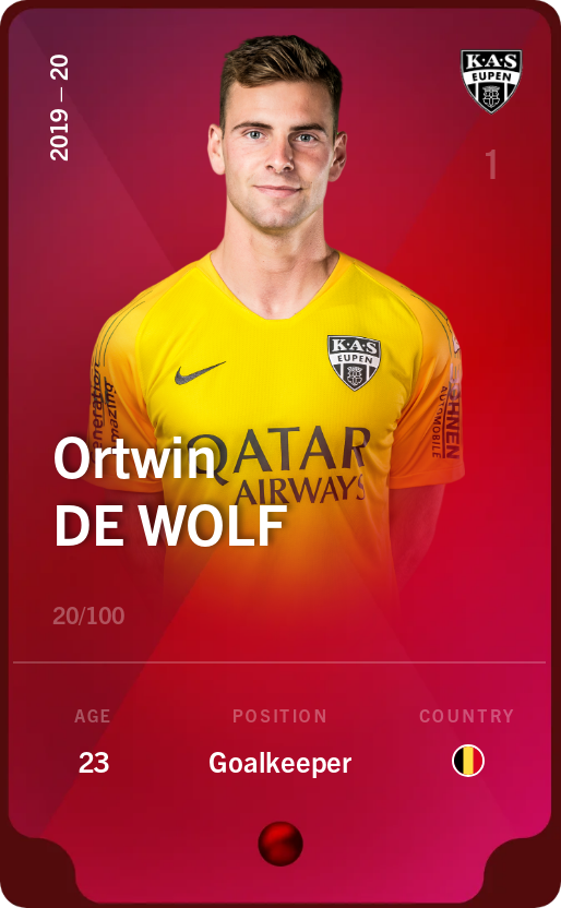 Sorare - Sorare Official - Ortwin De Wolf 2019-20 • Rare 20/100 - NFT # 70891384794391037652538340062231431131218472173475675651777195875526005855304