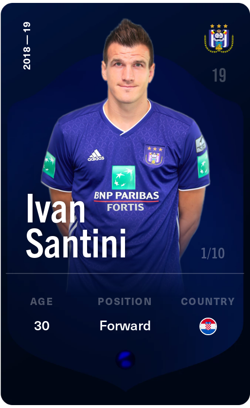 Sorare - Sorare Official - Ivan Santini 2018-19 • Super Rare 1/10 - NFT # 58846811164701017062135016580279245033501467580852376219697255791953719447154
