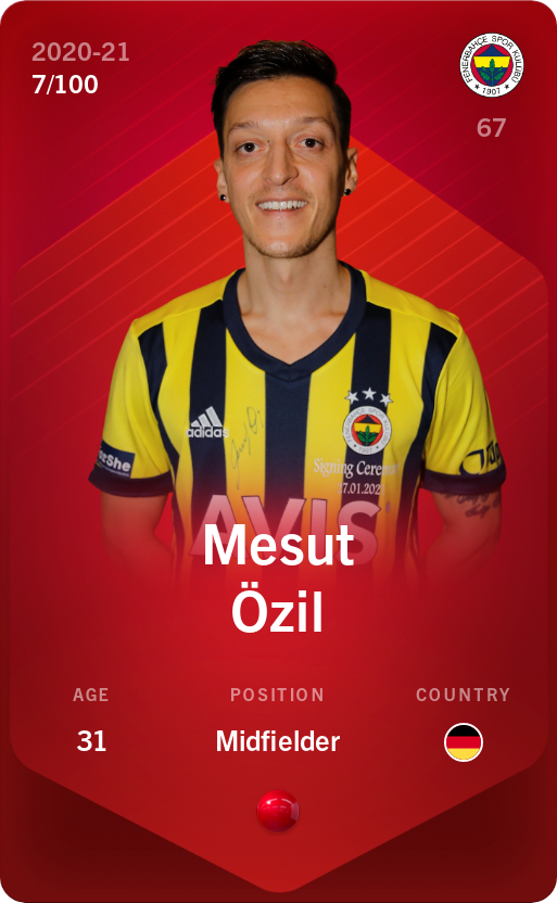Sorare - Sorare Official - Mesut Özil 2020-21 • Rare 7/100 - NFT # 51954066952400932789441627458165034905150782014682151053763711371327087415517