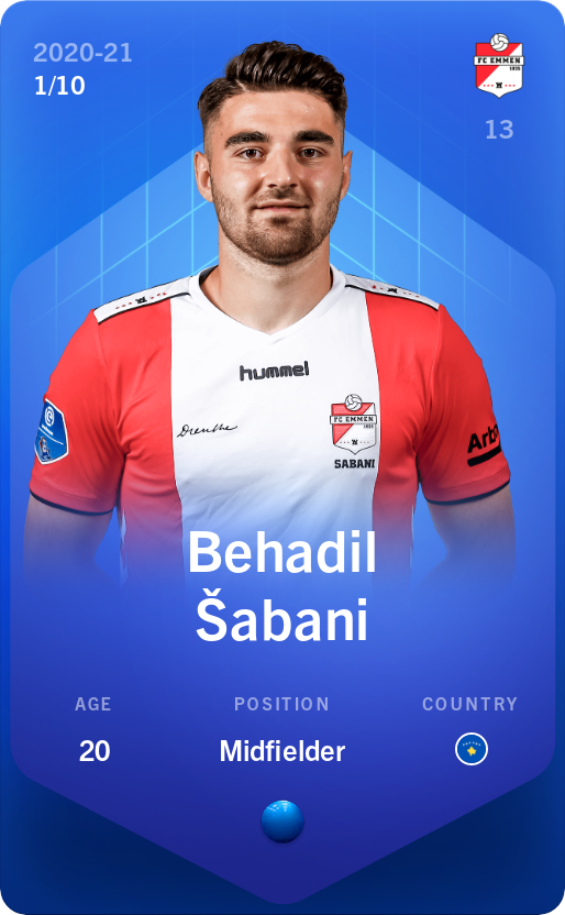 Sorare - Sorare Official - Behadil Šabani 2020-21 • Super Rare 1/10 - NFT # 109938583096245519971825963650830974740473586460741959502149206408322185648500