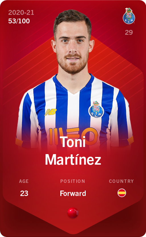 Sorare - Sorare Official - Toni Martínez 2020-21 • Rare 53/100 - NFT # 37849761708617771952501934990658440515719570146094274600239482422901711241987