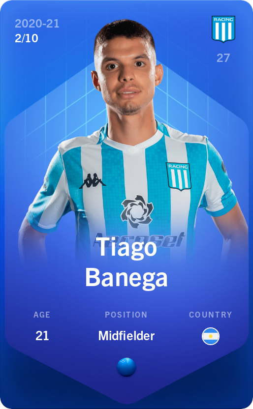 Sorare - Sorare Official - Tiago Banega 2020-21 • Super Rare 2/10 - NFT # 28133082134677428226383426183152396980210171143993556202945682602084019317343