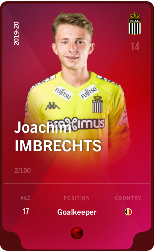 Sorare - Sorare Official - Joachim Imbrechts 2019-20 • Rare 2/100 - NFT # 68312325362326081625230072510450060430592881536937650215706226716934559460137