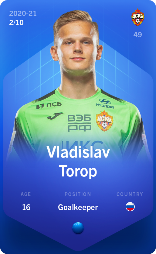 Sorare - Sorare Official - Vladislav Torop 2020-21 • Super Rare 2/10 - NFT # 19373742735594145670859730891005604398182251886335562599021642673254771518792