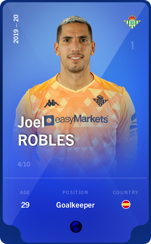 Sorare - Sorare Official - Joel Robles 2019-20 • Super Rare 4/10 - NFT # 63910494167413694618658259445044258886846076588528140013542457436004730287289