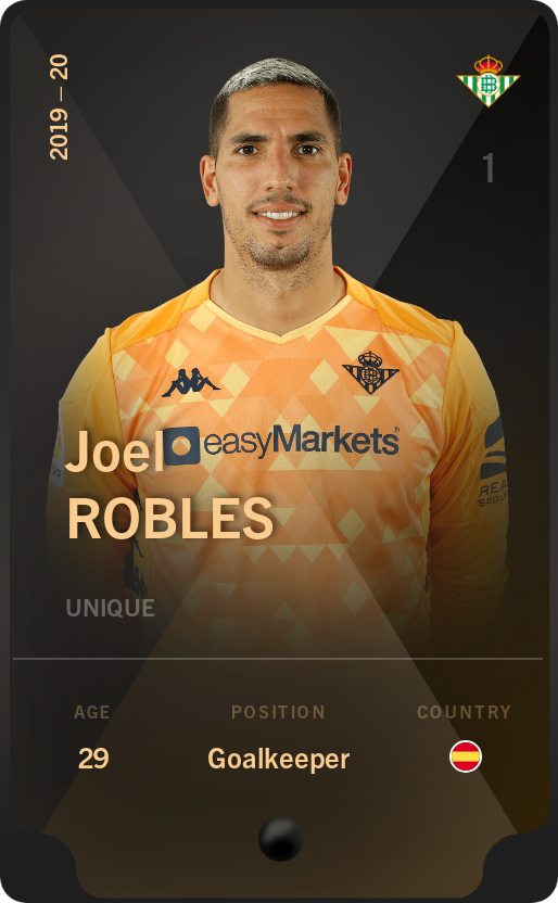 Sorare - Sorare Official - Joel Robles 2019-20 • Unique - NFT # 72104572624338817003045265902032046285384086138331055377203139964419201045072