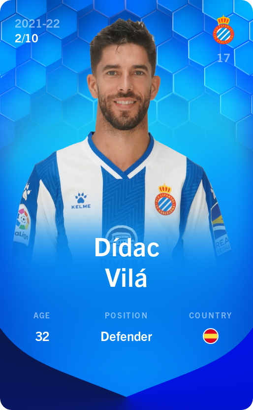 Sorare - Sorare Official - Dídac Vilá 2021-22 • Super Rare 2/10 - NFT # 101035531313659972128448702091794453266575633173526967962980630945621591302717