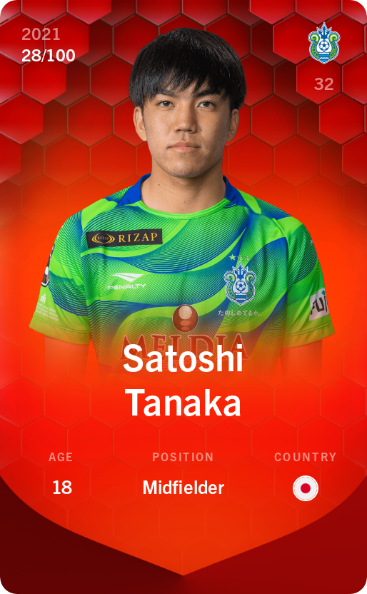 Sorare - Sorare Official - Satoshi Tanaka 2021-22 • Rare 28/100 - NFT # 27080857651315286627983589275925409740071750200085163596608155349727259469379