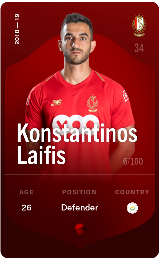 Sorare - Sorare Official - Konstantinos Laifis 2018-19 • Rare 6/100 - NFT # 17708924844671600712781920808503740345703948483799072035402599640250651411397