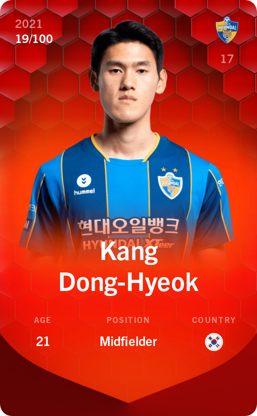 Sorare - Sorare Official - Kang Dong-Hyeok 2021-22 • Rare 19/100 - NFT # 22228441271666830603731817168870568869927307140501112466135551368665959682474