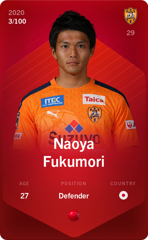 Sorare - Sorare Official - Naoya Fukumori 2020-21 • Rare 3/100 - NFT # 5807667980423150539928615337839319864783801335112558512152387101713452476808