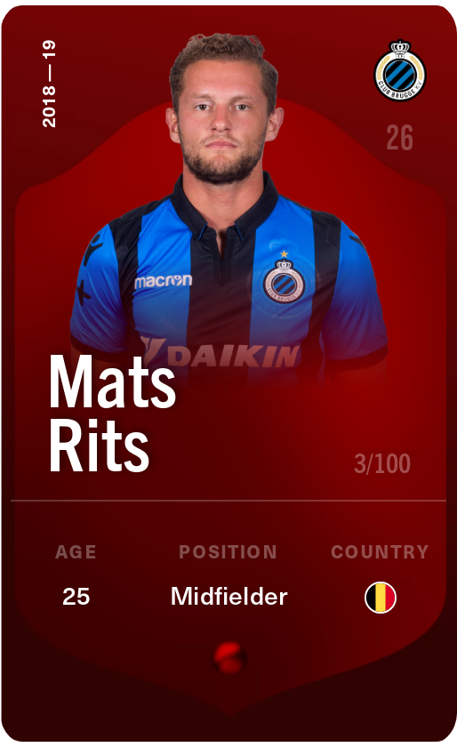 Sorare - Sorare Official - Mats Rits 2018-19 • Rare 3/100 - NFT # 1435824484689964070732335489037878476308925107058307461283093451557195357962