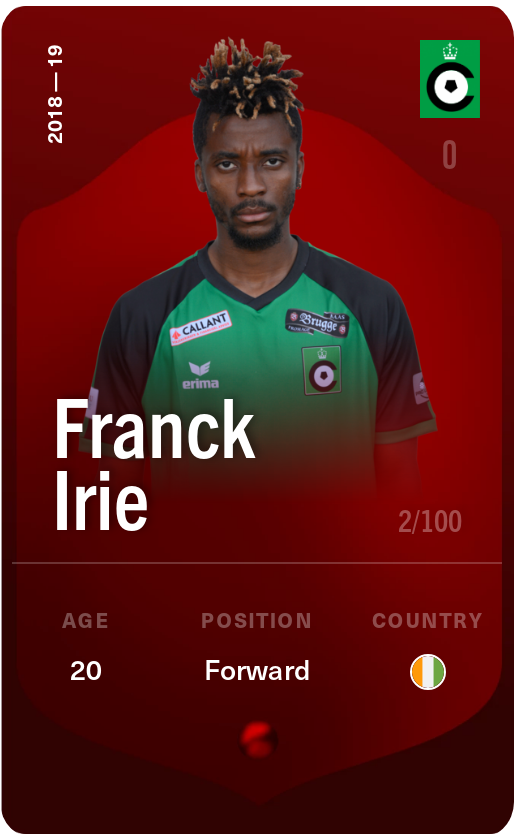 Sorare - Sorare Official - Franck Irie 2018-19 • Rare 2/100 - NFT # 80218805609942734461620203209565065801860434610895229110166605784196130878001