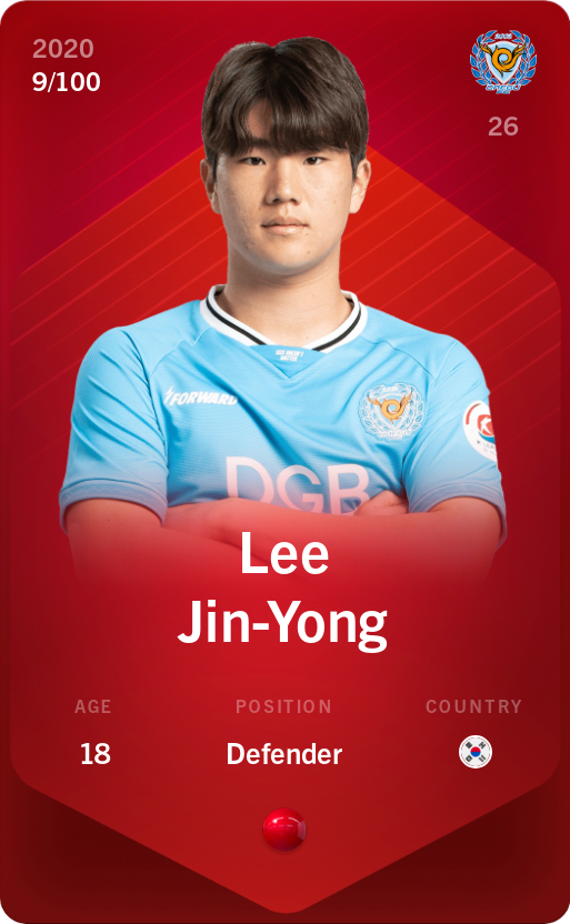 Sorare - Sorare Official - Lee Jin-Yong 2020-21 • Rare 9/100 - NFT # 20295663348478302521219837192387352571446342319414490733557468079442065482747
