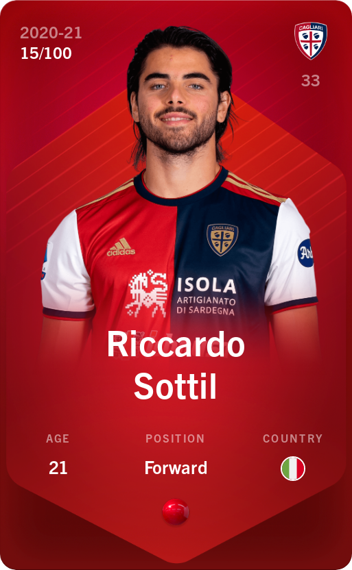 Sorare - Sorare Official - Riccardo Sottil 2020-21 • Rare 15/100 - NFT # 64303369951393036351296462594313425916564654194271618793406751574441998678615