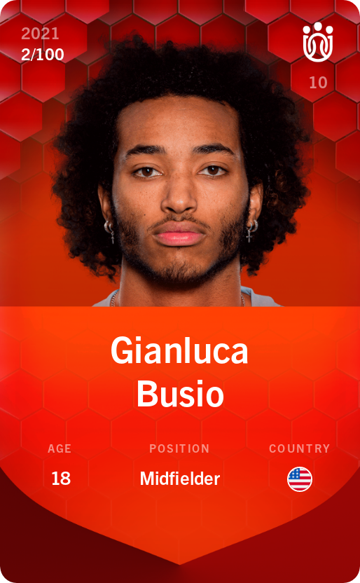 Sorare - Sorare Official - Gianluca Busio 2021-22 • Rare 2/100 - NFT # 54653864677789166914567272669364819924292795844708393672782716351490754610462