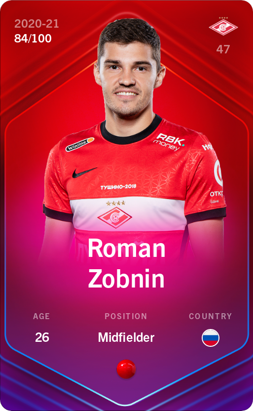 Sorare - Sorare Official - Roman Zobnin 2020-21 • Rare 84/100 - NFT # 70217420822758053095087167580148521452554283184689599749470419460793529725012