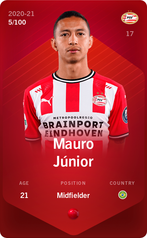 Sorare - Sorare Official - Mauro Júnior 2020-21 • Rare 5/100 - NFT # 789652206388754823360695358671505071042821110479780193226336452047269137178