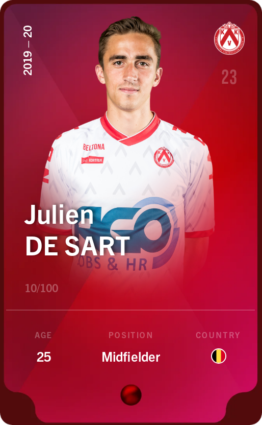 Sorare - Sorare Official - Julien De Sart 2019-20 • Rare 10/100 - NFT # 113121185755953942836693449581538797963888918856488583323116654163831982431931