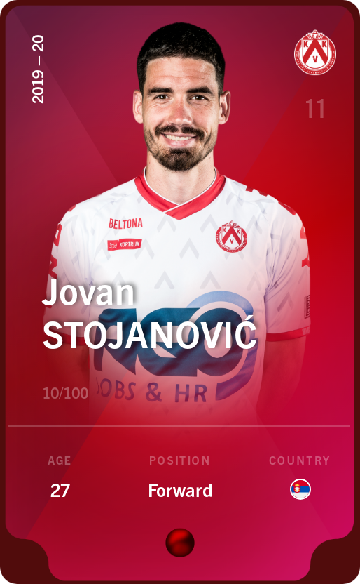 Sorare - Sorare Official - Jovan Stojanović 2019-20 • Rare 10/100 - NFT # 86339173438992934285379849398056829212981003070034745695613062480049192979534