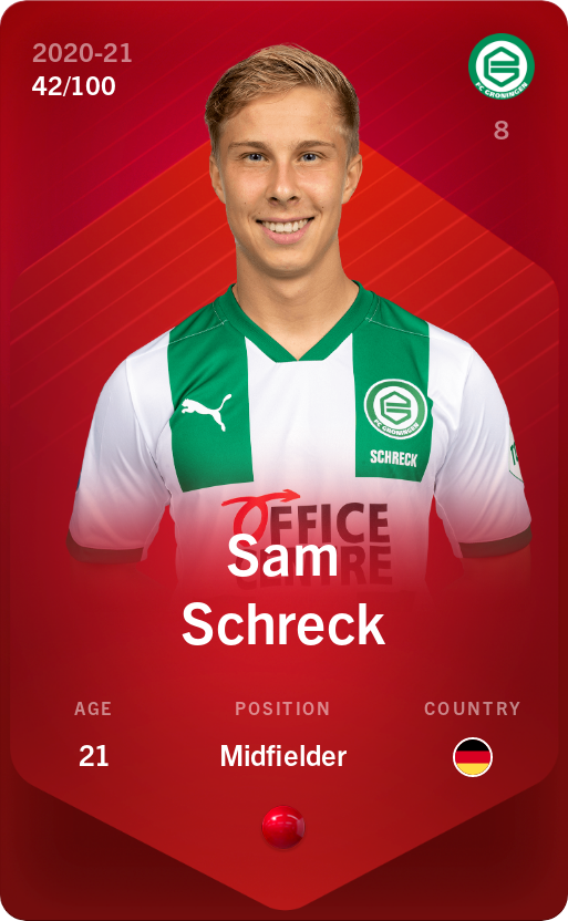 Sorare - Sorare Official - Sam Schreck 2020-21 • Rare 42/100 - NFT # 43432262076521696414866461084489218048369607350212075784039274448444969308235