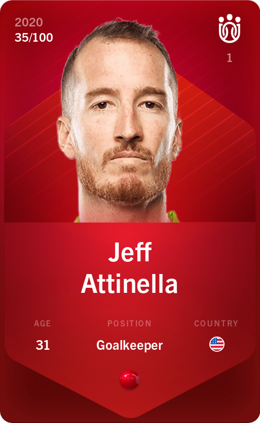 Sorare - Sorare Official - Jeff Attinella 2020-21 • Rare 35/100 - NFT # 98135460631522549264736644726684074843290775979935096326621881957395903616713