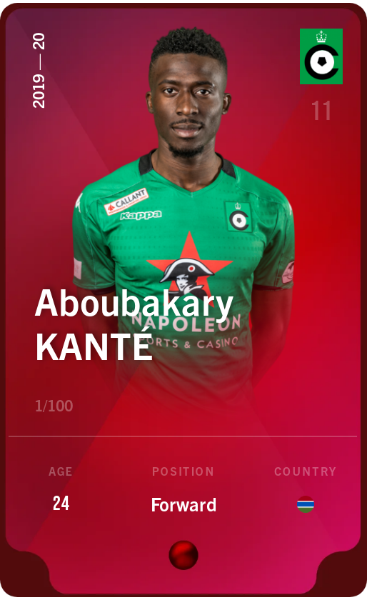 Sorare - Sorare Official - Aboubakary Kanté 2019-20 • Rare 1/100 - NFT # 37742449293550251008742361237731084213753980516892297099454156609871055394443