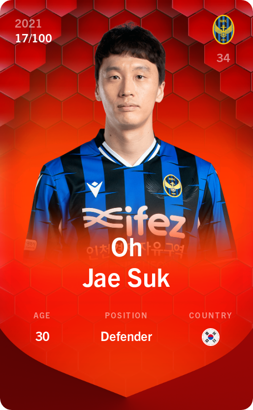 Sorare - Sorare Official - Oh Jae Suk 2021-22 • Rare 17/100 - NFT # 91711204193750615422725102960073185661494531711100896054328841516892188867054
