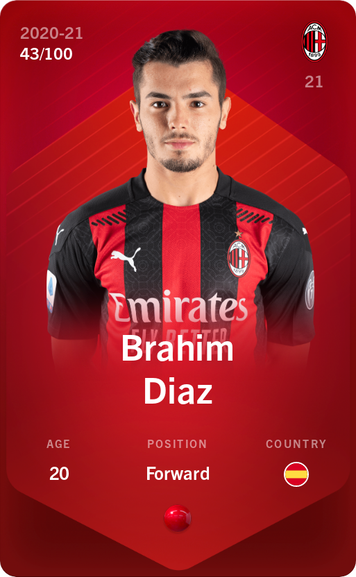 Sorare - Sorare Official - Brahim Diaz 2020-21 • Rare 43/100 - NFT # 29102778846839612943263114397916794406989649438977159465261631917820752549378