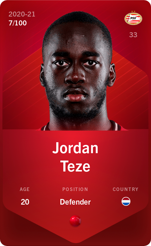 Sorare - Sorare Official - Jordan Teze 2020-21 • Rare 7/100 - NFT # 66495689735342248642373049952956544318167640248531224814440599447237145687162