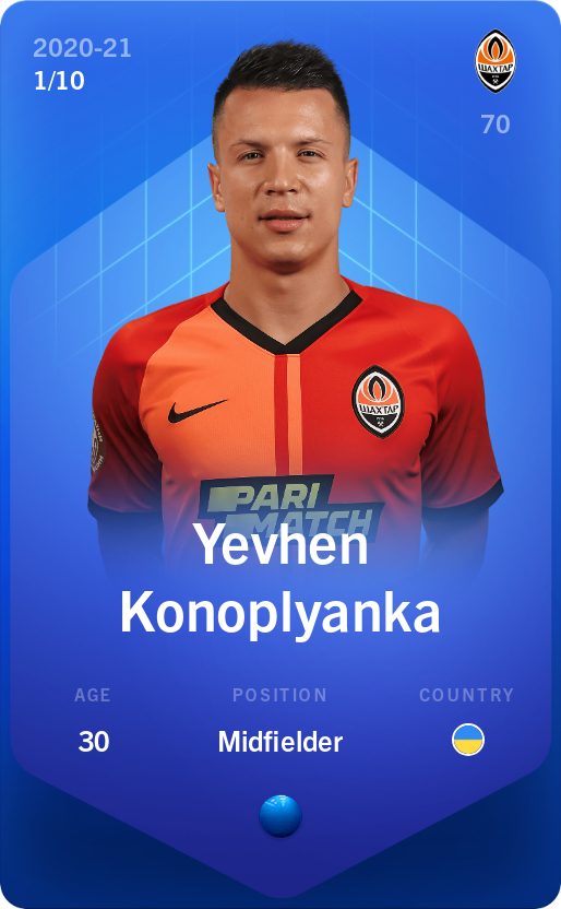 Sorare - Sorare Official - Yevhen Konoplyanka 2020-21 • Super Rare 1/10 - NFT # 58510668876399951874753705525275163131105671063247414263103212849949751092962