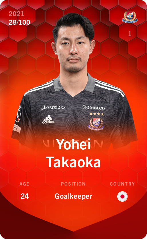 Sorare - Sorare Official - Yohei Takaoka 2021-22 • Rare 28/100 - NFT # 102249494249854428552538424640407430838965258778790371268605831061492500990936