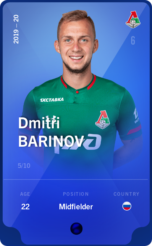 Sorare - Sorare Official - Dmitri Barinov 2019-20 • Super Rare 5/10 - NFT # 58126130103425604432801931231859091376871924667955491413326064796842694835479