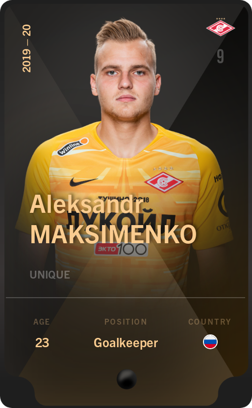 Sorare - Sorare Official - Aleksandr Maksimenko 2019-20 • Unique - NFT # 94104813687476223589911454382325458251851577998167414025763706337914025600145