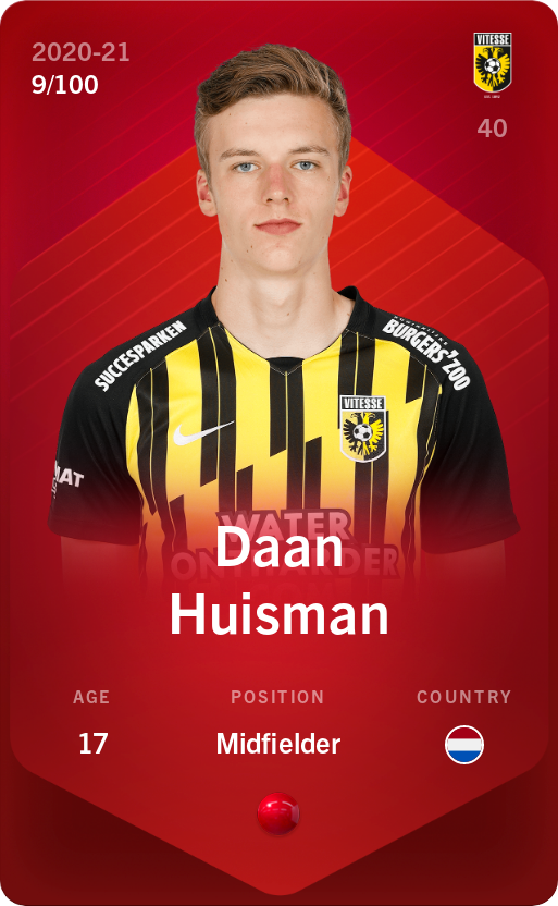 Sorare - Sorare Official - Daan Huisman 2020-21 • Rare 9/100 - NFT # 44790418685723961820586688470065427621155036932956352873147097173523225959867