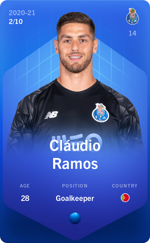Sorare - Sorare Official - Cláudio Ramos 2020-21 • Super Rare 2/10 - NFT # 91765824948026985655424933483841048362131723329136640241656786158960620345346