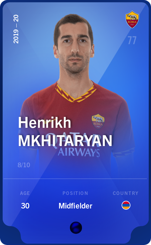 Sorare - Sorare Official - Henrikh Mkhitaryan 2019-20 • Super Rare 8/10 - NFT # 60305294731871942422055369708858186510821432108629251163758335261894265642112