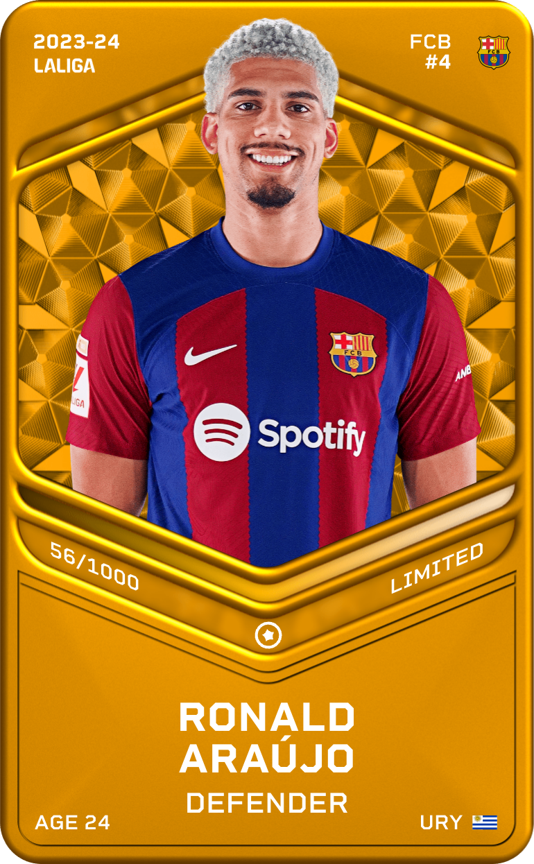 Sorare - Sorare Official - Ronald Araújo 2023-24 • Limited 56/1000 - NFT # 44863885006468212105817258559344425531312273992706088761122112425452871529075