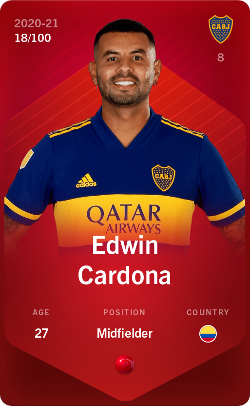 Sorare - Sorare Official - Edwin Cardona 2020-21 • Rare 18/100 - NFT # 76777984650945791258050151769837455830904678306271404942912117035744610468131