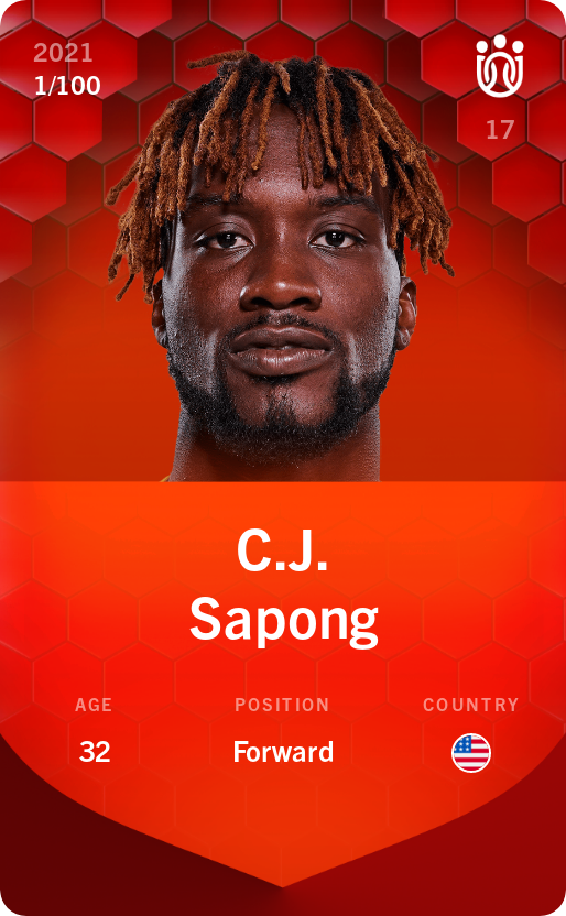 Sorare - Sorare Official - C.J. Sapong 2021-22 • Rare 1/100 - NFT # 65712425875481246109571591419735451371664926422500001499124515293278876016755