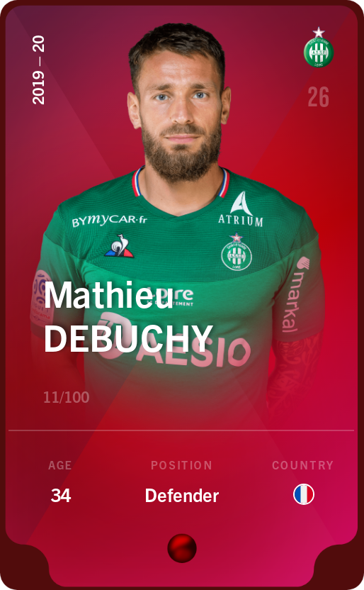 Sorare - Sorare Official - Mathieu Debuchy 2019-20 • Rare 11/100 - NFT # 98871554834795540382190193942619618431180125550455011533903092765228659339364