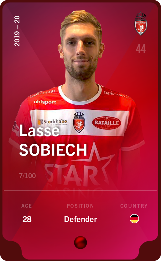 Sorare - Sorare Official - Lasse Sobiech 2019-20 • Rare 7/100 - NFT # 89189196180168338894958434972694190973493179813680430793913565329582267491832