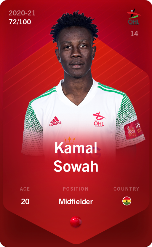 Sorare - Sorare Official - Kamal Sowah 2020-21 • Rare 72/100 - NFT # 33477743340712275989074354748371561272533488272647517090998834534823288081971