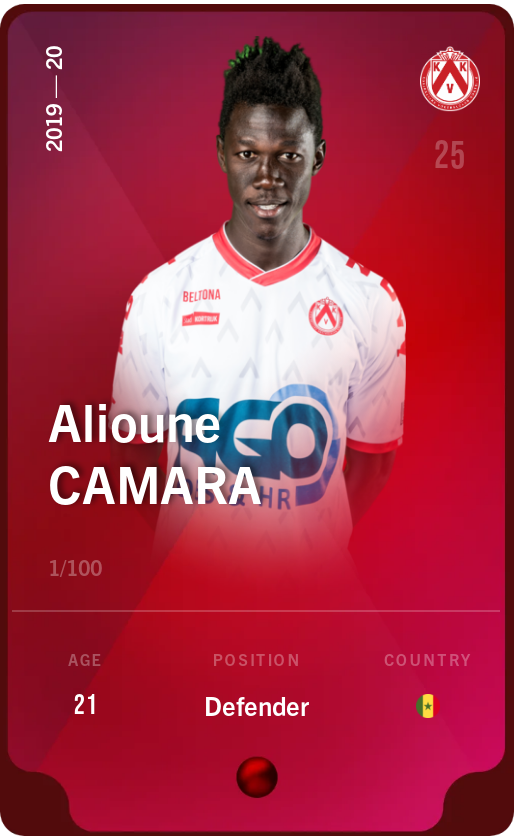 Sorare - Sorare Official - Alioune Camara 2019-20 • Rare 1/100 - NFT # 80019386527727756272492178168043579095923224078810904403193510181970581819603
