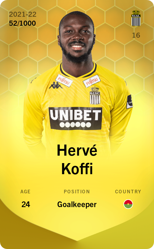 Sorare - Sorare Official - Hervé Koffi 2021-22 • Limited 52/1000 - NFT # 28865053663877615294322622066637565408640350932023229952537199780204695595173