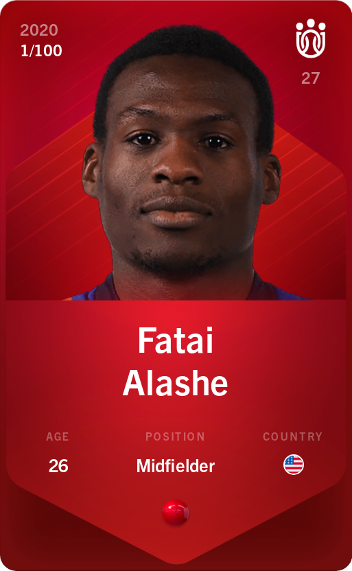 Sorare - Sorare Official - Fatai Alashe 2020-21 • Rare 1/100 - NFT # 62388948366840687773791551194288417282433827381888942701666104929246719800092