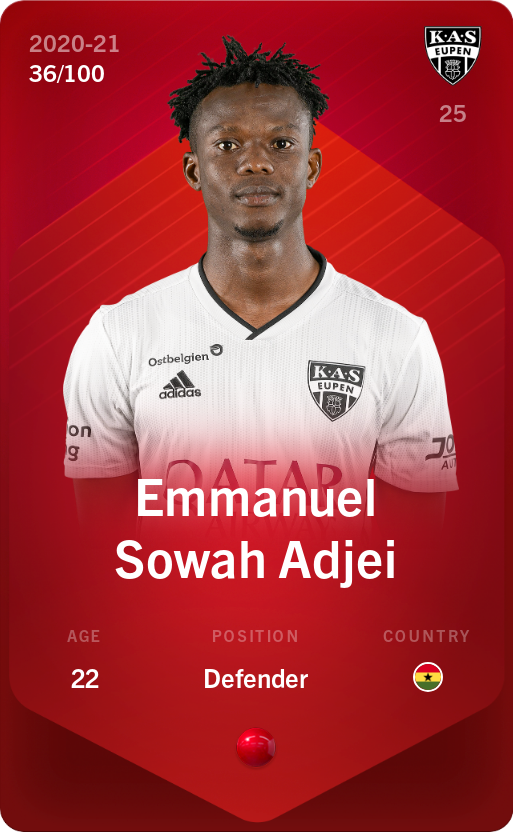 Sorare - Sorare Official - Emmanuel Sowah Adjei 2020-21 • Rare 36/100 - NFT # 33663270669563474879156646844967922013789701984513640219127463237672606322659