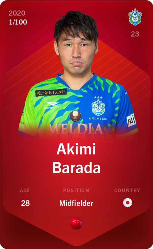 Sorare - Sorare Official - Akimi Barada 2020-21 • Rare 1/100 - NFT # 86208223970924553654169051988051555667755835549501683662918782861221146529837