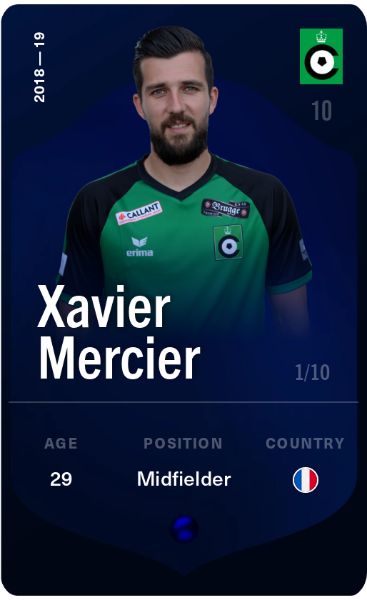 Sorare - Sorare Official - Xavier Mercier 2018-19 • Super Rare 1/10 - NFT # 86285582734610611990298429894643697655014261170302838452583844929376339354480