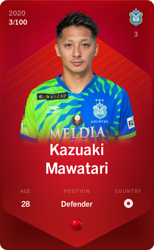 Sorare - Sorare Official - Kazuaki Mawatari 2020-21 • Rare 3/100 - NFT # 22136081241088198949964541626609822115780521745422943386422637160810170997151